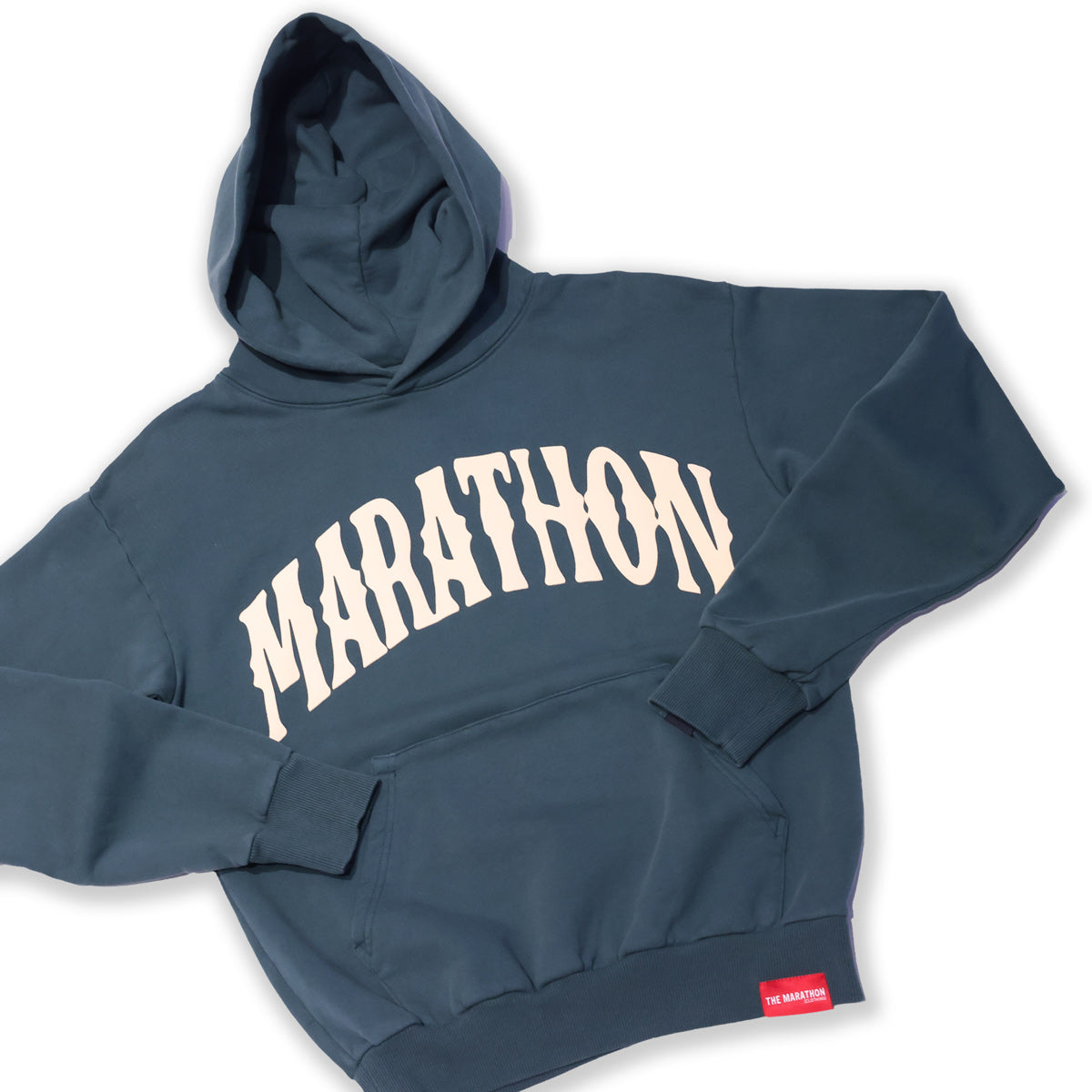 Marathon Vintage Arch Hoodie - Storm Blue/Cream - Detail 