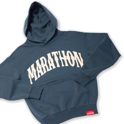 Marathon Vintage Arch Hoodie - Storm Blue/Cream - Detail 