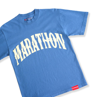 Marathon Vintage Arch T-Shirt - Sky Blue/Cream - Detail