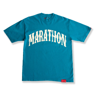 Marathon Vintage Arch T-Shirt - Teal/Cream - Front