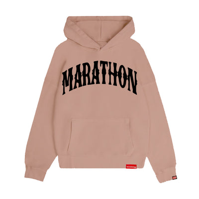 Marathon Vintage Arch Drop Shoulder Hoodie - Coral/Black