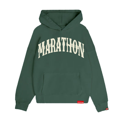 Marathon Vintage Arch Drop Shoulder Hoodie - Ivy/Cream
