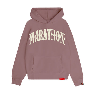 Marathon Vintage Arch Drop Shoulder Hoodie - Mauve/Cream