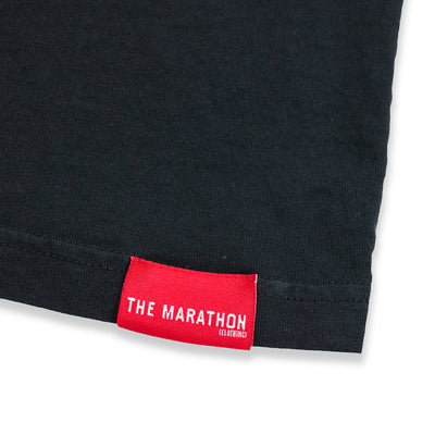 The Marathon Vintage Embroidered Victory T-Shirt - Vintage Black/Cream - Woven Label