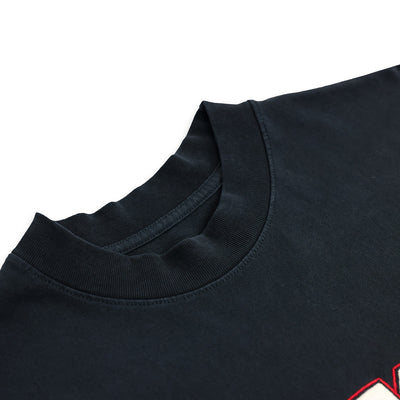 The Marathon Vintage Embroidered Victory T-Shirt - Vintage Black/Cream - Collar