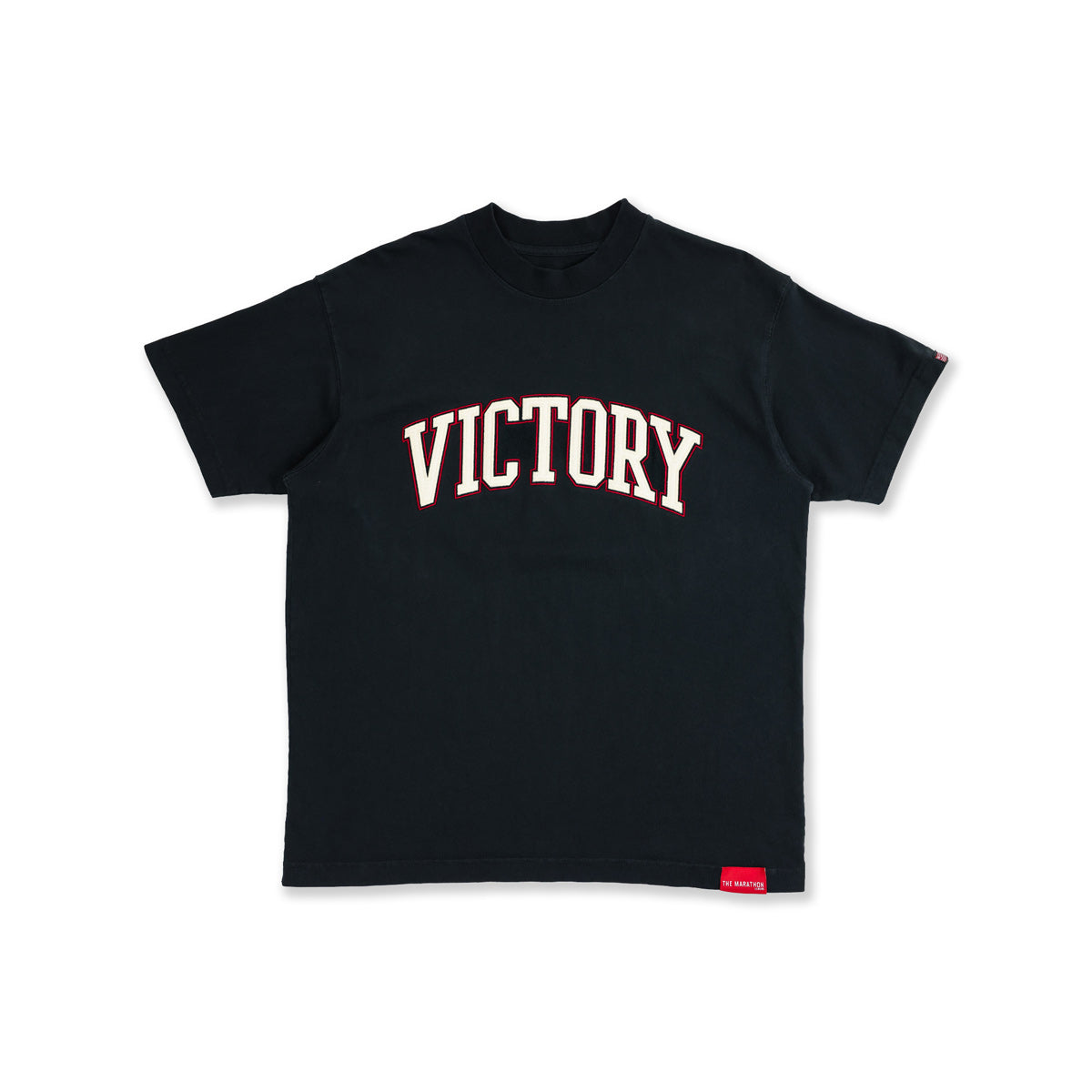 The Marathon Vintage Embroidered Victory T-Shirt - Vintage Black/Cream - Front