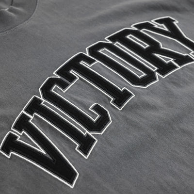 The Marathon Vintage Embroidered Victory T-Shirt - Vintage Grey/Black - Embroidery