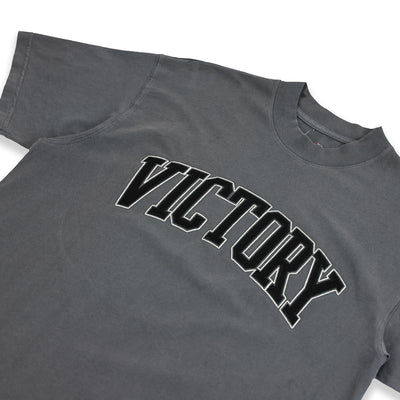 The Marathon Vintage Embroidered Victory T-Shirt - Vintage Grey/Black - Detail