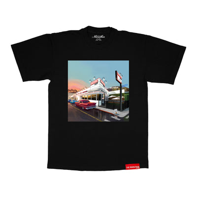 Marathon Burger Artwork T-Shirt - Black - Front