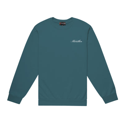 Marathon 3D Embroidered Stacked Script Crewneck - Dragonfly/White - Front