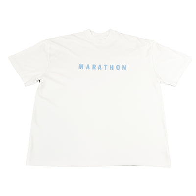 Marathon Ultra Oversized T-Shirt - Cream/Light Blue - Front