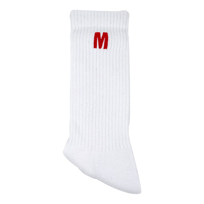Big M (Embroidered) Sock - White/Red
