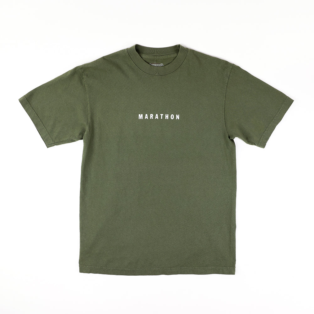Marathon Impression T-Shirt - Olive/White - Front