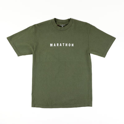 Marathon Classic T-Shirt - Olive/White - Front