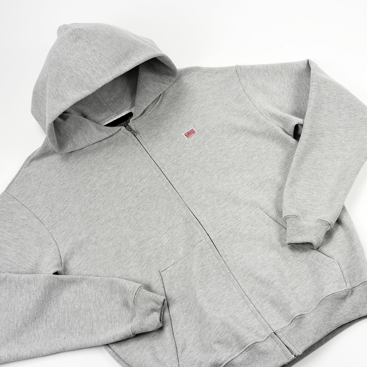 TMC Flag Zip-Up Sweatshirt - Heather Grey - Detail