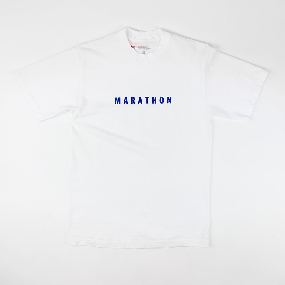 Marathon Classic T-Shirt - White/Navy - Front