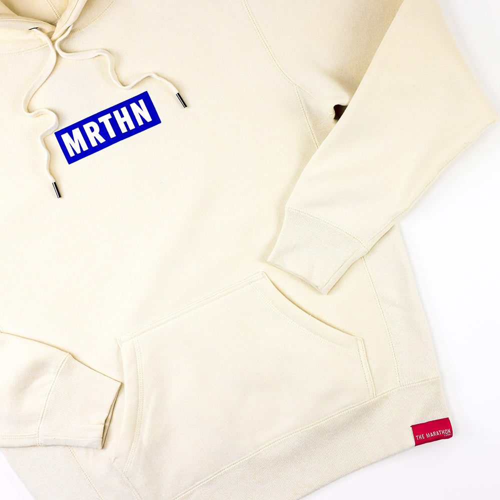 MRTHN Hoodie - Vintage White/Royal - Detail