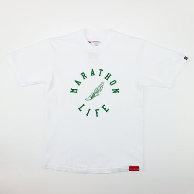 Marathon Life T-Shirt - White/Green - Front