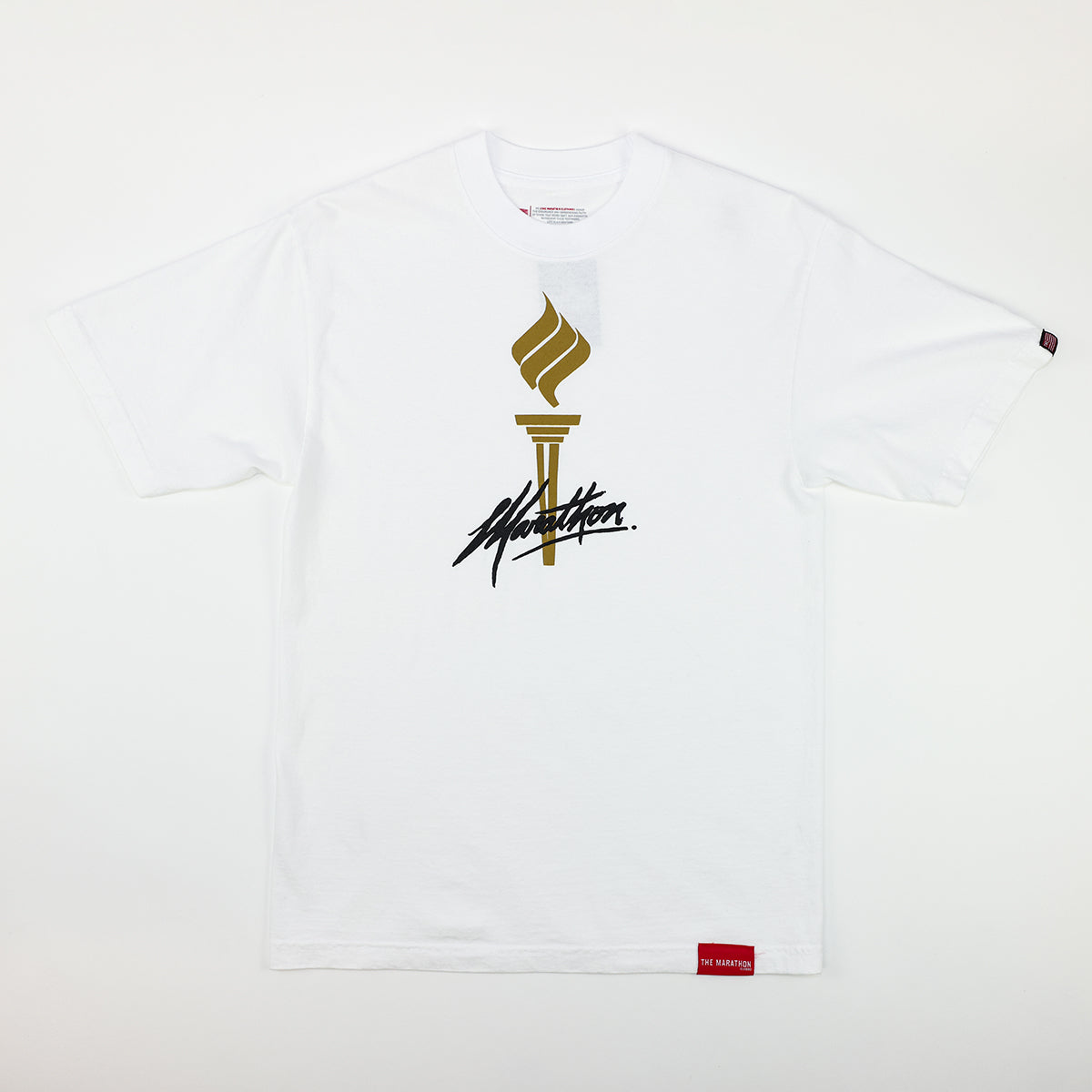 Marathon Torch T-Shirt - White/Gold - Front
