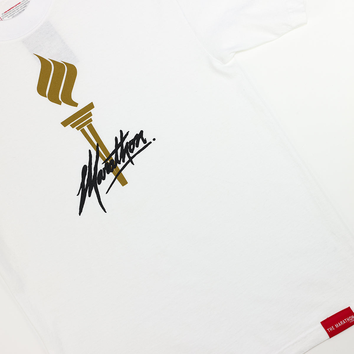 Marathon Torch T-Shirt - White/Gold - Detail