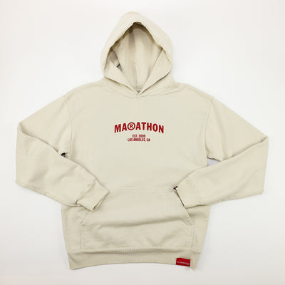 Marathon Registered Hoodie - Bone/Red - Front