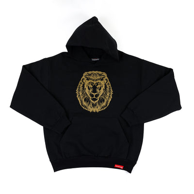 Vintage Lion Hoodie - Black/Gold - Front