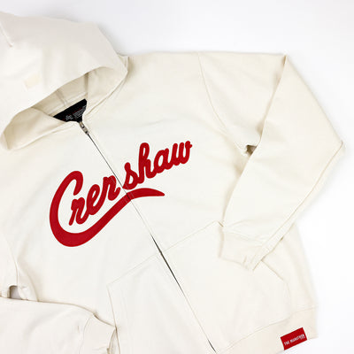 Crenshaw Zip-Up Sweatshirt - Bone/Red - Detail