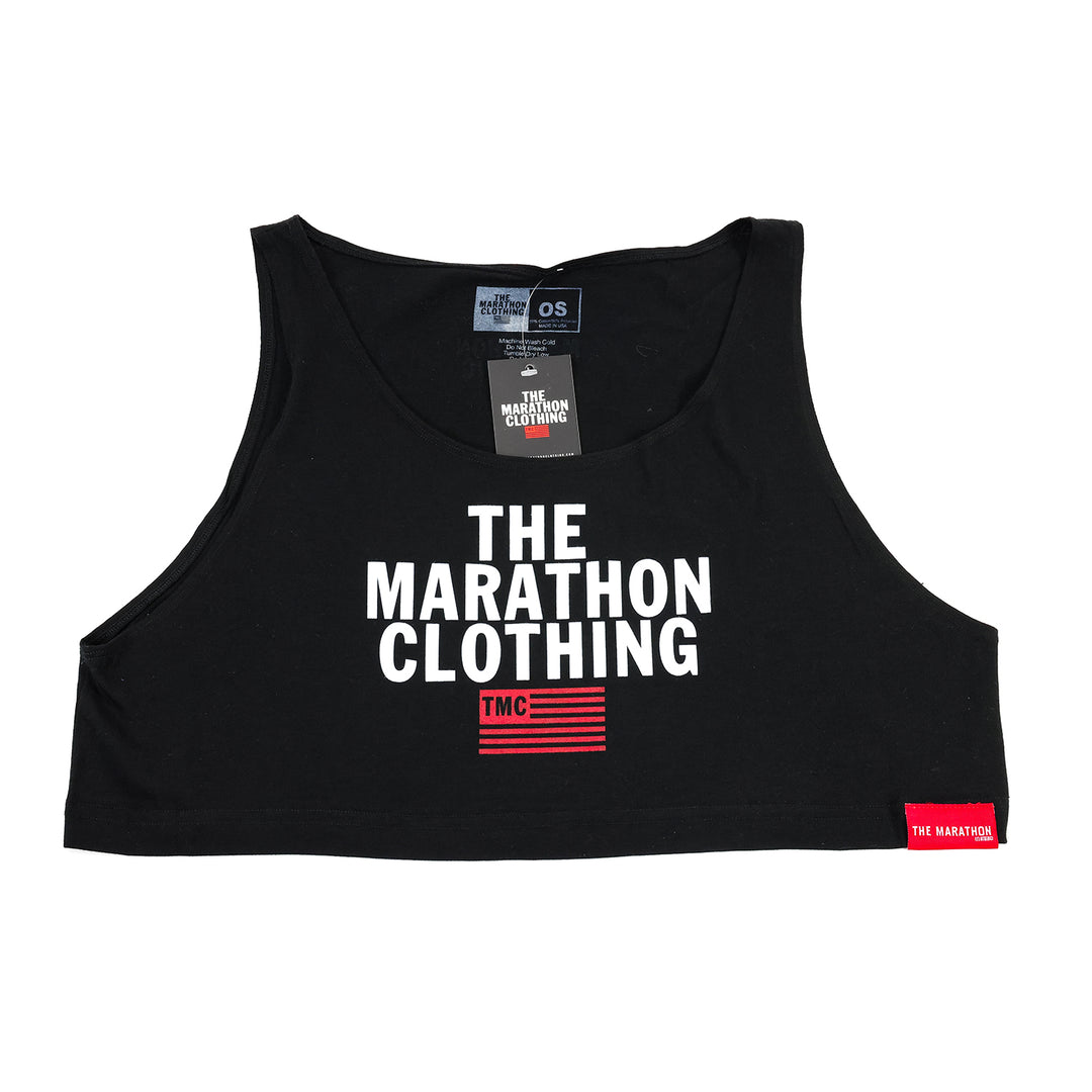 TMC Stacked Logo Crop Tank - Black – The Marathon Clothing