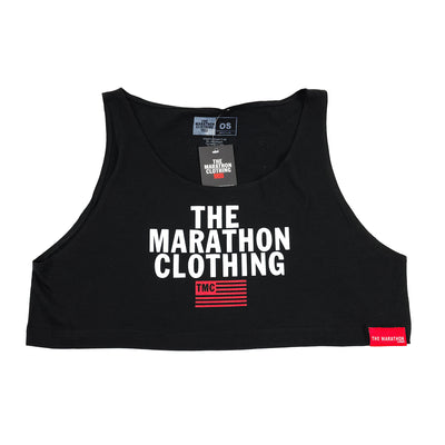 TMC Stacked Logo Crop Tank - Black - Front