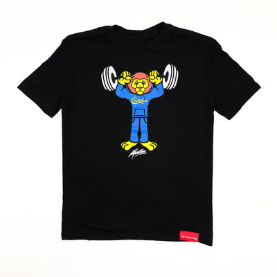 Leo Lion Weights Kid's T-Shirt - Black - Front