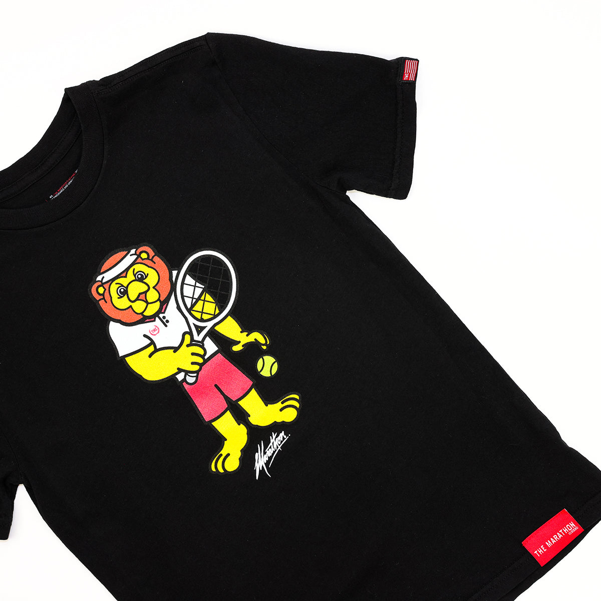 Leo Lion Tennis Kid's T-Shirt - Black - Detail