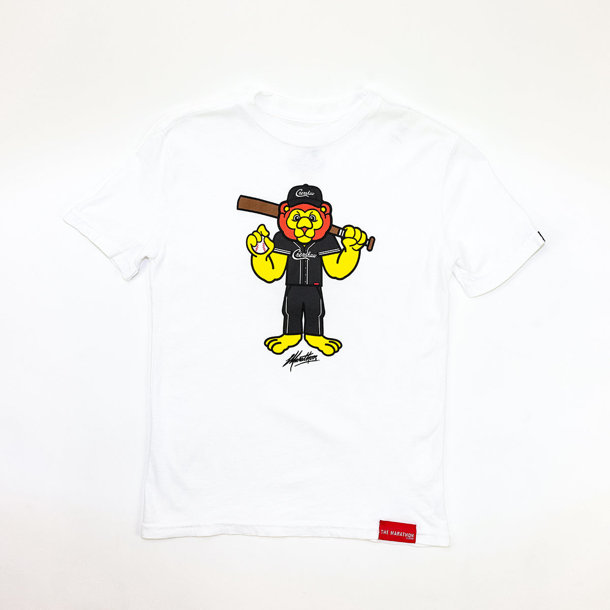 Leo Lion Baseball Kid's T-Shirt - White - Front