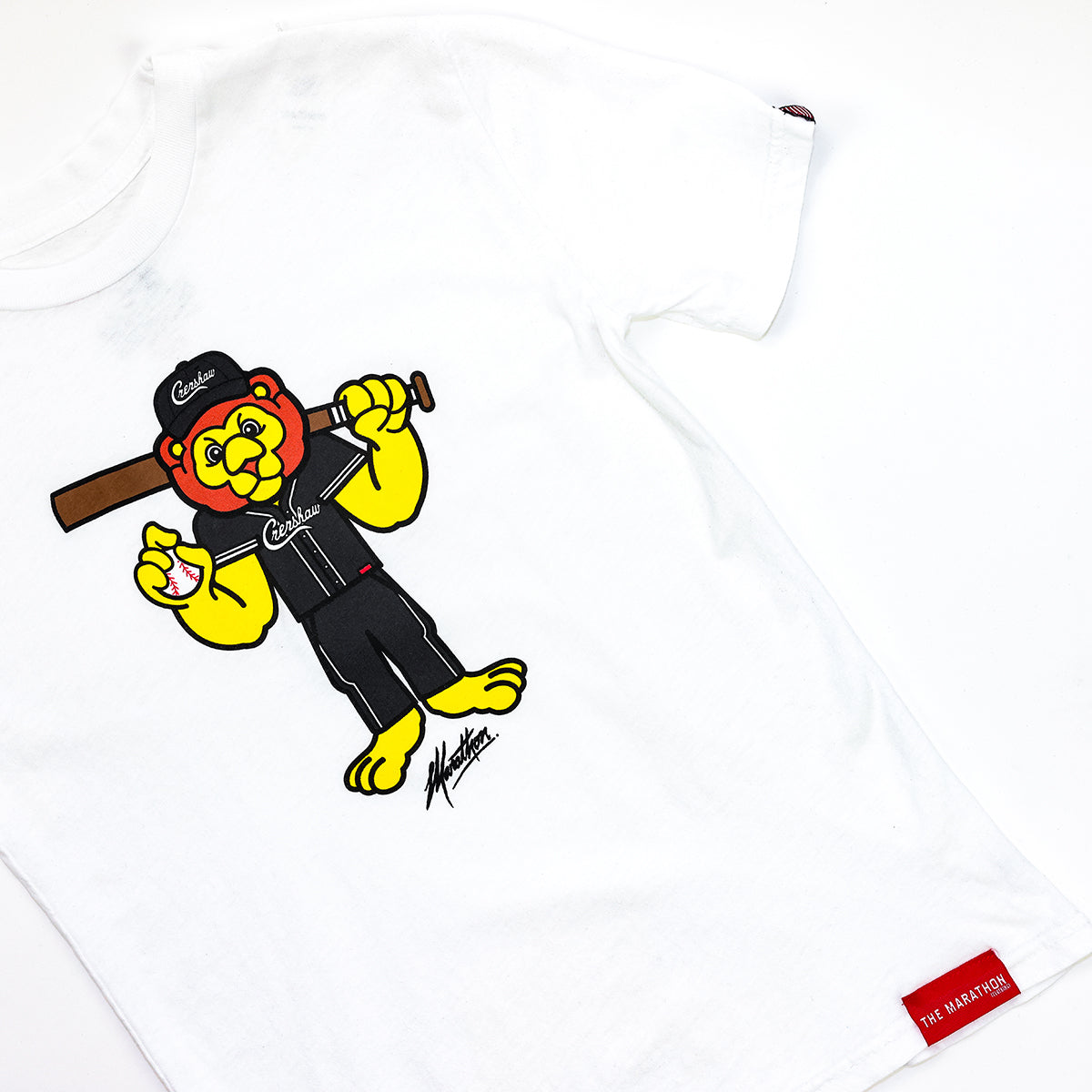 Leo Lion Baseball Kid's T-Shirt - White - Detail