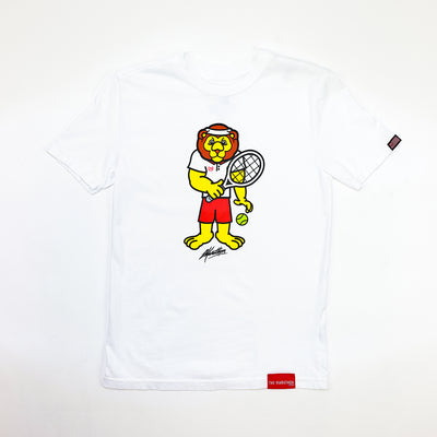 Leo Lion Tennis Kid's T-Shirt - White - Front