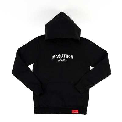 Marathon Registered Kid's Hoodie - Black/White - Front