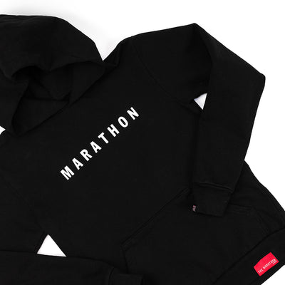 Marathon Brand Classic Kid's Hoodie - Black/White - Detail