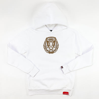 Vintage Lion Kid's Hoodie - White/Gold - Front