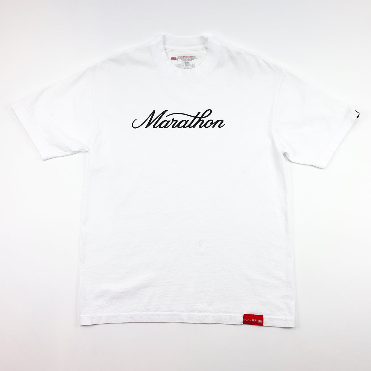 Marathon Classic Script T-Shirt - White/Black - Front