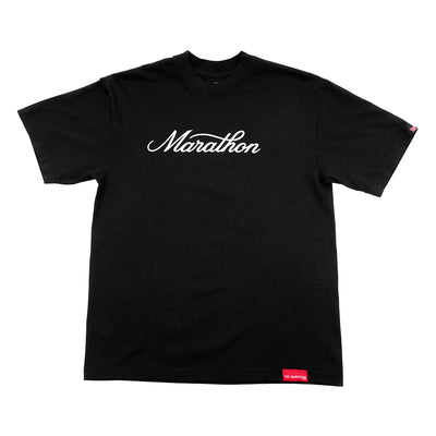 Marathon Classic Script T-Shirt - Black/White - Front