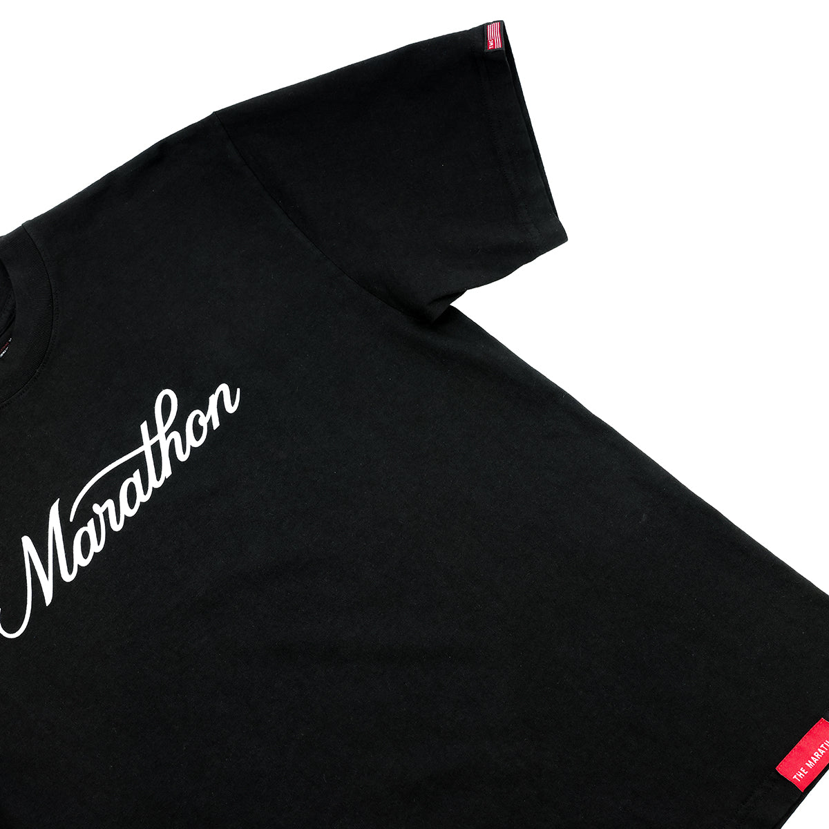 Marathon Classic Script T-Shirt - Black/White - Detail