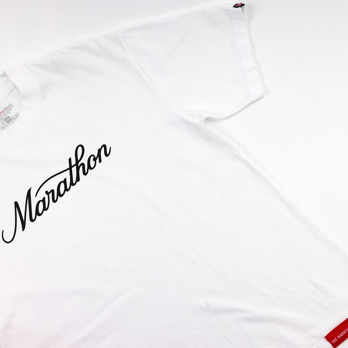 Marathon Classic Script T-Shirt - White/Black - Detail