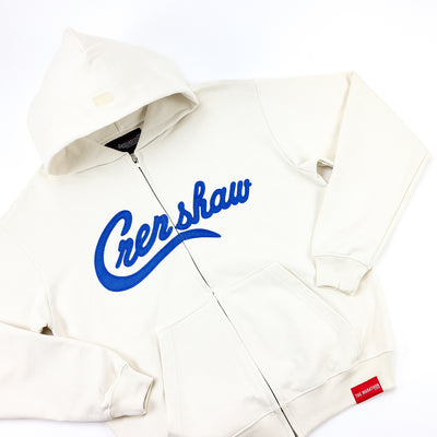 Crenshaw Zip-Up Sweatshirt - Bone/Royal - Detail 1