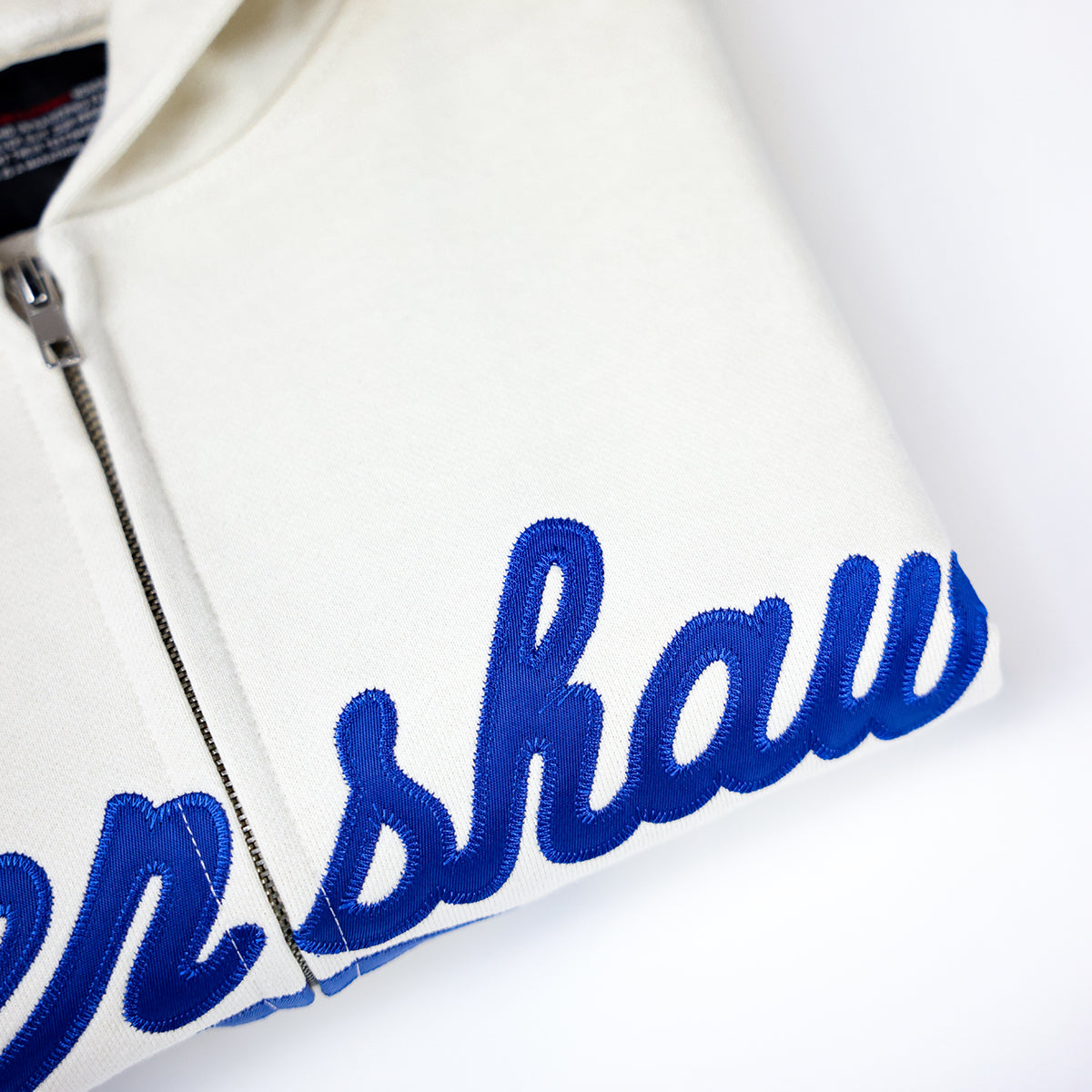 Crenshaw Zip-Up Sweatshirt - Bone/Royal - Embroidery