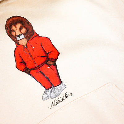 Leo The Marathon Lion (TMC Flag Sweatsuit) Hoodie - Bone - Detail