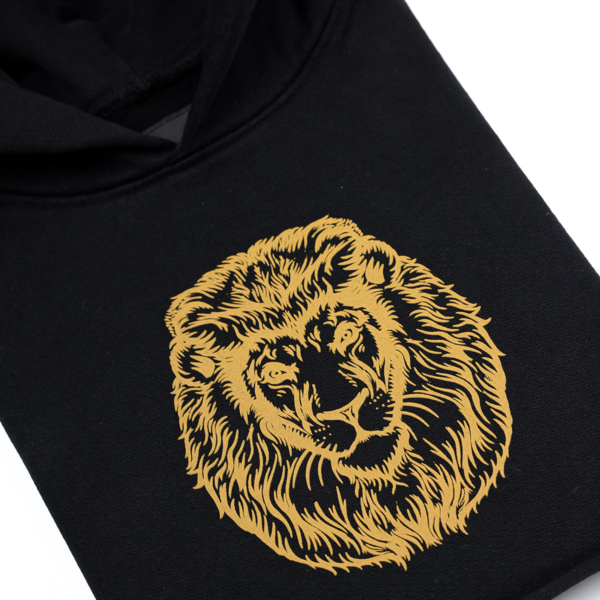 Vintage Lion Kid's Hoodie - Black/Gold - Folded