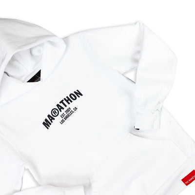 Marathon Registered Kid's Hoodie - White/Black - Detail