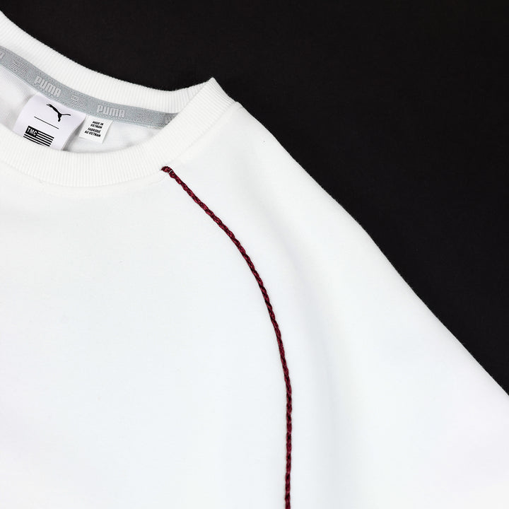 PUMA x TMC Status Symbol Crewneck Sweatshirt White Burgundy The Marathon Clothing