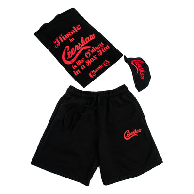 Crenshaw Classic LA Shorts - Black/Red - Matching Set
