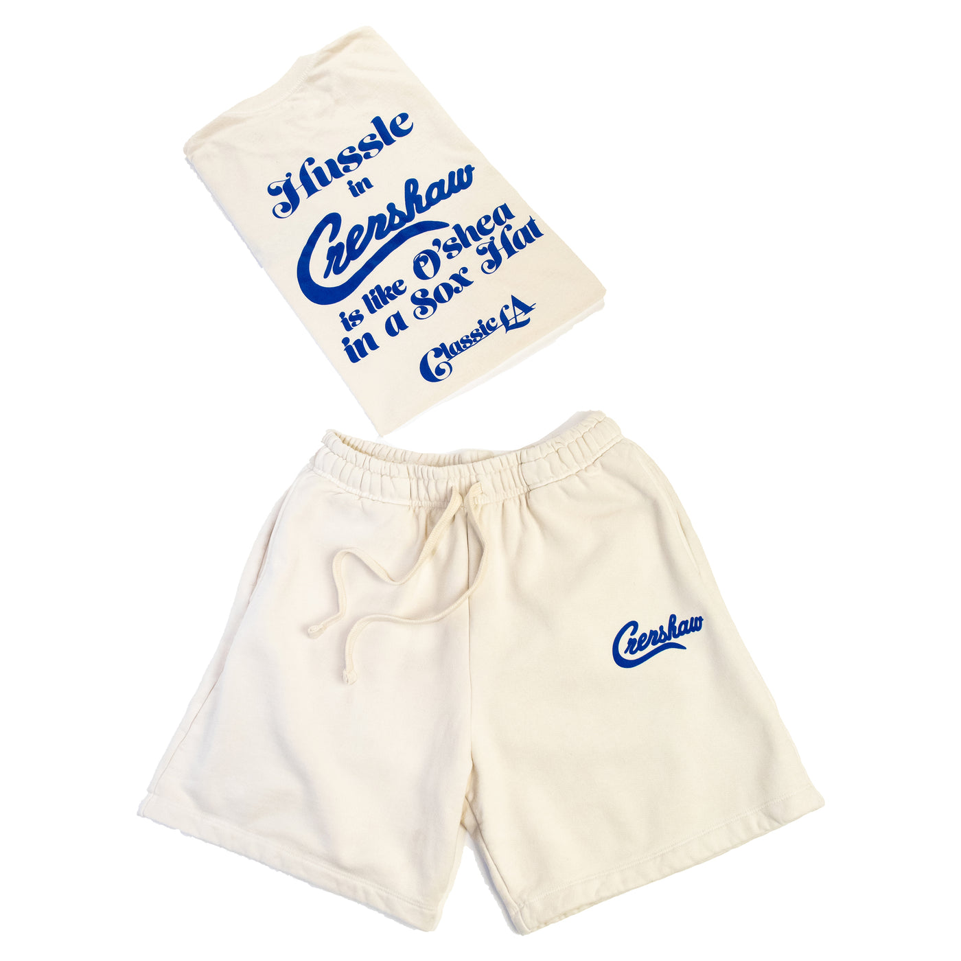 Crenshaw Classic LA Shorts - Bone/Royal - Matching Set