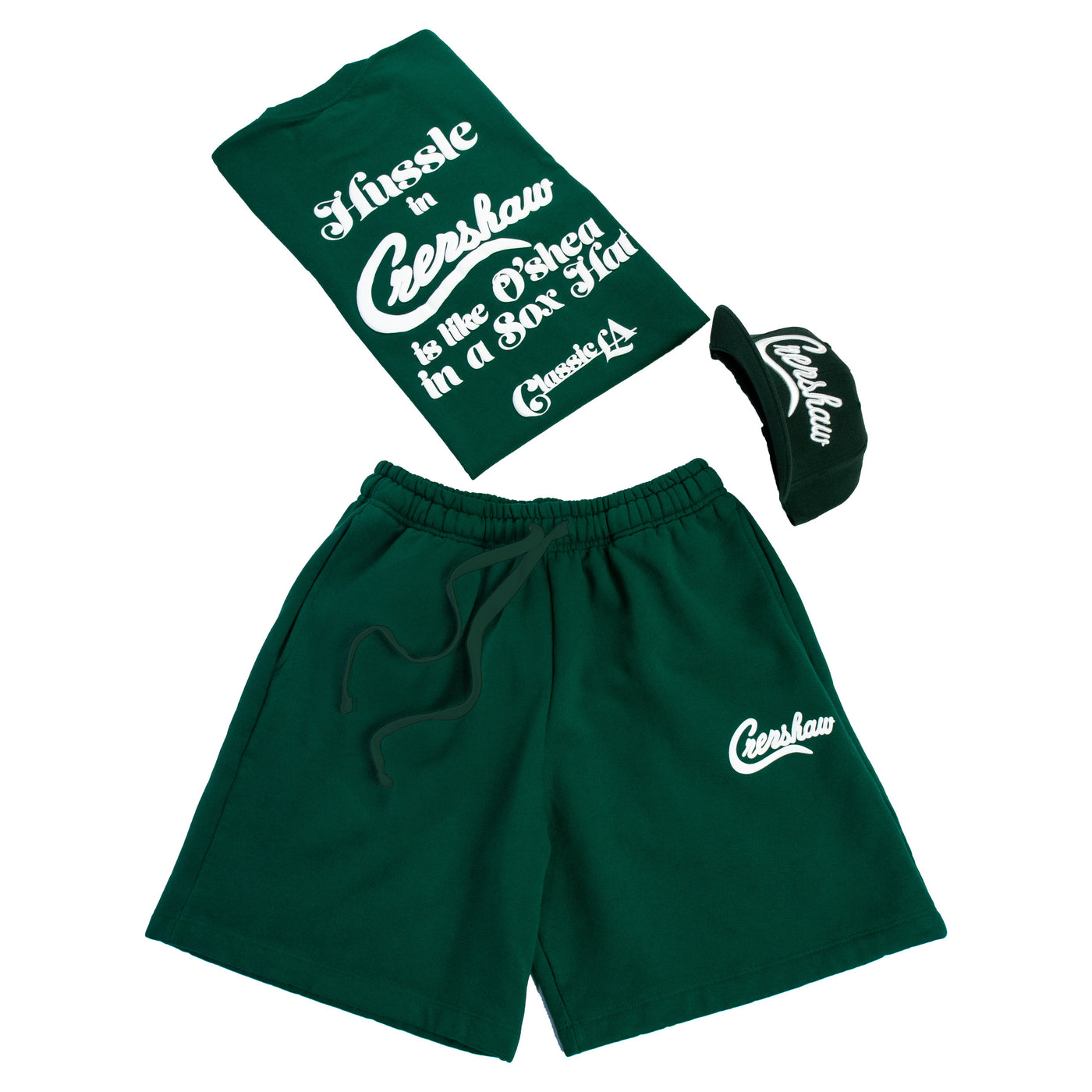 Crenshaw Classic LA Shorts - Green/White - Matching Set